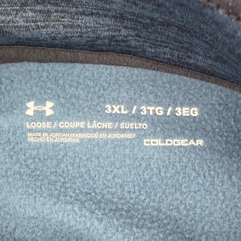 Under Armour ColdGear Men's Quarter Zip Pullover Sweater Blue‎ Heathered 3XL